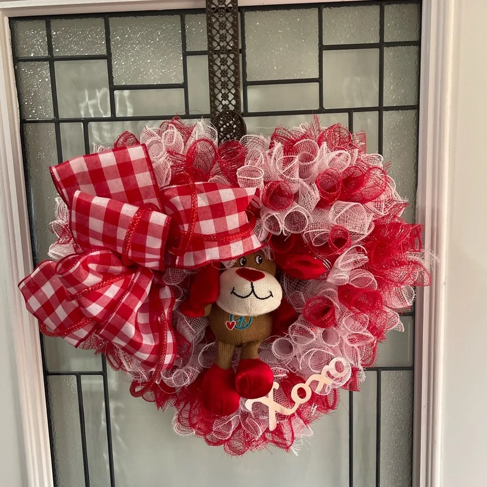 *Valentine's Day Red Heart Dan Dee Plush Wreath for Front Door